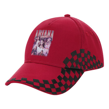 Ariana Grande, Adult Cap RACING Ultimate Red/Black, (100% COTTON DRILL, ADULT, UNISEX, ONE SIZE ADULT)