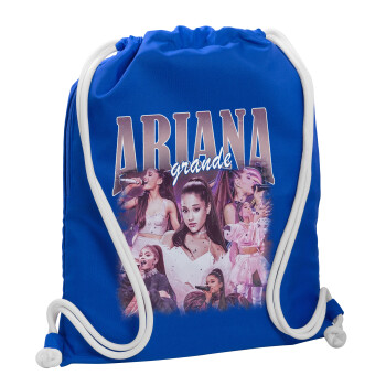 Ariana Grande, Backpack pouch GYMBAG Blue, with pocket (40x48cm) & thick cords