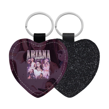 Ariana Grande, Μπρελόκ PU δερμάτινο glitter καρδιά ΜΑΥΡΟ