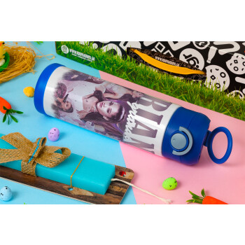 Ariana Grande, Πασχαλινή Λαμπάδα με Παιδικό παγούρι θερμό, ανοξείδωτο, με καλαμάκι ασφαλείας, ΜΠΛΕ (500ml)