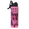 Metallic water bottle with safety lid, 850ml aluminum