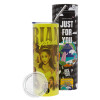 Neon Yellow Travel Tumbler, with metal straw (Stainless steel 304 Food grade, BPA free, 600ml)