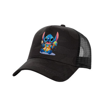 Stitch Ice cream, Καπέλο Ενηλίκων Structured Trucker, με Δίχτυ, (παραλλαγή) Army σκούρο (100% ΒΑΜΒΑΚΕΡΟ, ΕΝΗΛΙΚΩΝ, UNISEX, ONE SIZE)