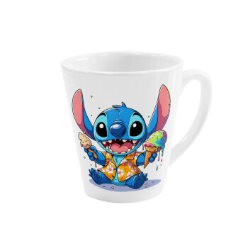 Stitch Ice cream, Κούπα κωνική Latte Λευκή, κεραμική, 300ml