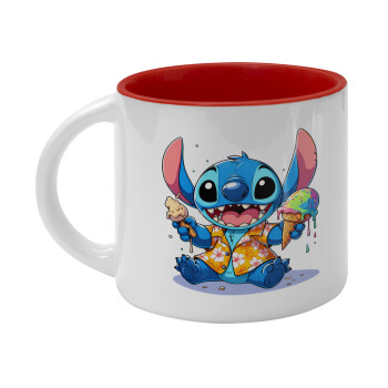 Stitch Ice cream, Κούπα κεραμική 400ml Λευκή/Κόκκινη