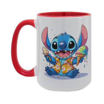 Stitch Ice cream, Κούπα Mega 15oz, κεραμική Κόκκινη, 450ml