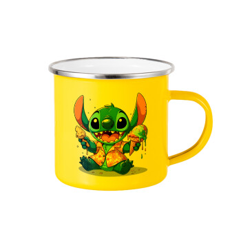 Stitch Ice cream, Yellow Enamel Metallic Cup 360ml