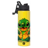 Metallic water bottle with safety lid, 850ml aluminum