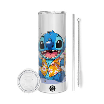 Stitch Ice cream, Tumbler stainless steel 600ml, with metal straw & cleaning brush