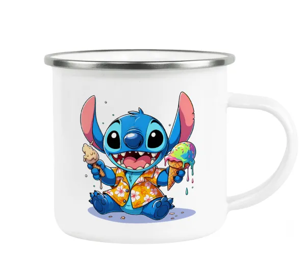 Stitch Ice cream — Metallic enamel cup white 360ml