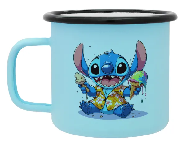 Stitch Ice cream — Κούπα Μεταλλική εμαγιέ ΜΑΤ σιέλ 360ml