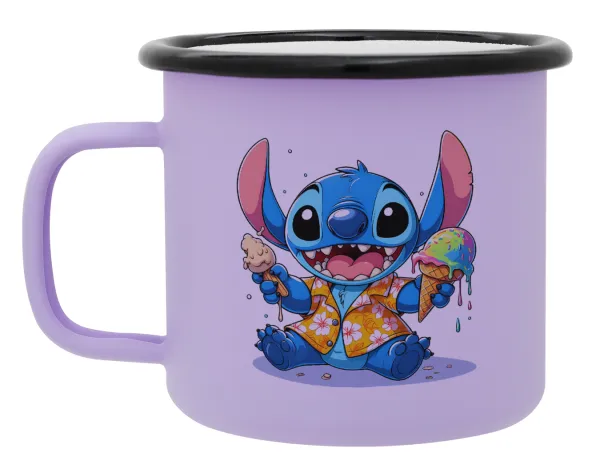 Stitch Ice cream — Metal enamel mug, matte light pastel purple, 360ml