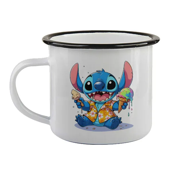 Stitch Ice cream — Enamel mug with black rim, 360ml