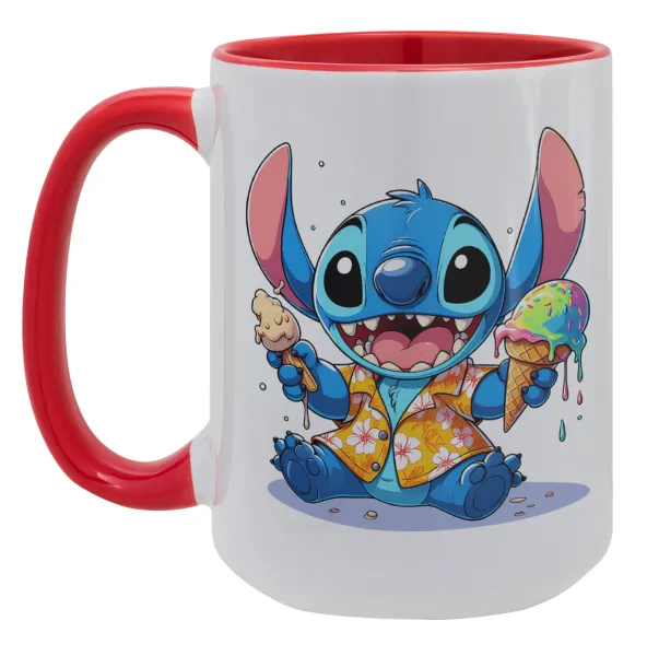 Stitch Ice cream — Mega mug 15oz, red ceramic, 450ml
