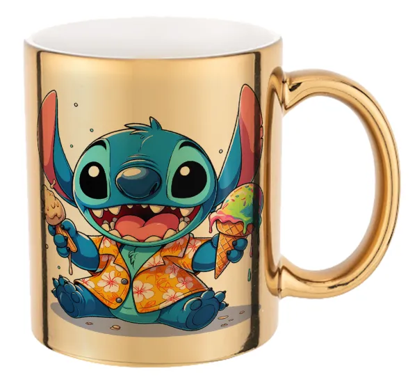 Stitch Ice cream — Mug ceramic, gold mirror, 330ml
