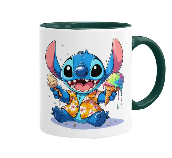 Stitch Ice cream — Κούπα χρωματιστή πράσινη, κεραμική, 330ml