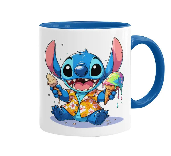 Stitch Ice cream — Κούπα χρωματιστή μπλε, κεραμική, 330ml