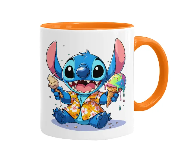 Stitch Ice cream — Κούπα χρωματιστή πορτοκαλί, κεραμική, 330ml