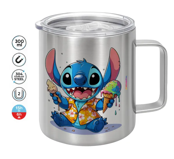 Stitch Ice cream — Double-walled stainless steel mug 300ml with temperature-retaining lid