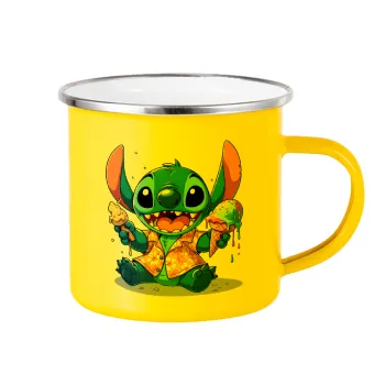 Stitch Ice cream, Yellow Enamel Metallic Cup 360ml