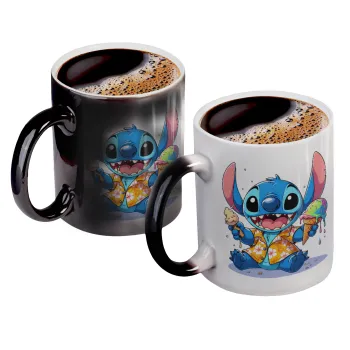 Stitch Ice cream, Color changing magic Mug, ceramic, 330ml when adding hot liquid inside, the black colour desappears (1 pcs)