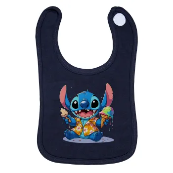 Stitch Ice cream, Σαλιάρα με Σκρατς 100% Organic Cotton Μπλε (0-18 months)