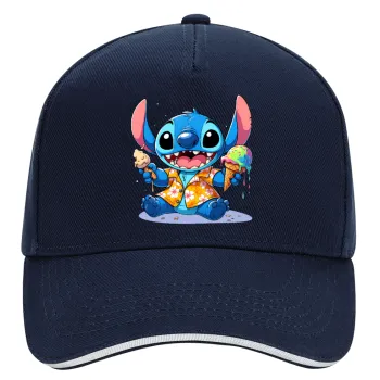 Stitch Ice cream, DRILL Καπέλο Ενηλίκων Ultimate ΜΠΛΕ/ΛΕΥΚΟ, (100% ΒΑΜΒΑΚΕΡΟ, ΕΝΗΛΙΚΩΝ, UNISEX, ONE SIZE)