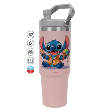 Stitch Ice cream, ΡΟΖ χρώματος Θερμός Ανοξείδωτο 890ml (30oz) με χερούλι