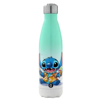 Stitch Ice cream, Μεταλλικό παγούρι θερμός Πράσινο/Λευκό (Stainless steel), διπλού τοιχώματος, 500ml