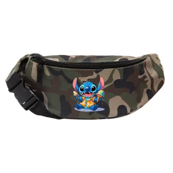 Stitch Ice cream, Unisex τσαντάκι μέσης (μπανάνα) χρώματος παραλλαγή Jungle με 2 τσέπες