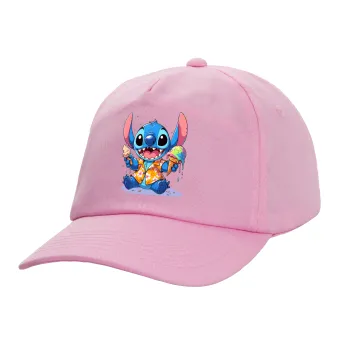 Stitch Ice cream, Καπέλο Ενηλίκων Baseball, 100% Βαμβακερό,  ΡΟΖ (ΒΑΜΒΑΚΕΡΟ, ΕΝΗΛΙΚΩΝ, UNISEX, ONE SIZE)