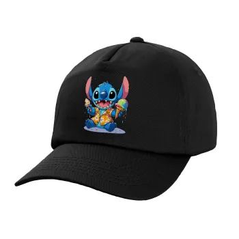 Stitch Ice cream, Καπέλο παιδικό Baseball, 100% Βαμβακερό,  Μαύρο