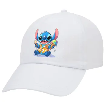 Stitch Ice cream, Καπέλο Ενηλίκων Baseball Λευκό 5-φύλλο (POLYESTER, ΕΝΗΛΙΚΩΝ, UNISEX, ONE SIZE)