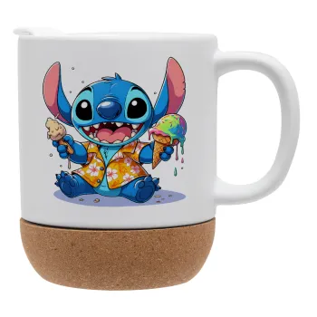 Stitch Ice cream, Ceramic coffee mug Cork (MAT), 330ml