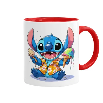 Stitch Ice cream, Mug colored red, ceramic, 330ml