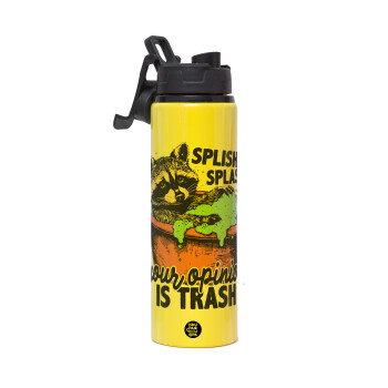 Splish splash your opinion is trash, Μεταλλικό παγούρι νερού με καπάκι ασφαλείας, αλουμινίου 850ml