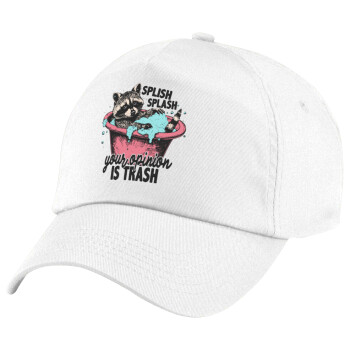 Splish splash your opinion is trash, Πεντάφυλλο καπέλο Λευκό, 100% Βαμβακερό (Twill), με ρύθμιση, unisex