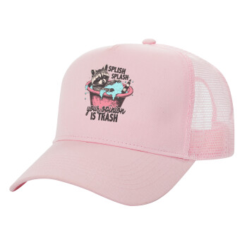 Splish splash your opinion is trash, Structured Trucker Children's Hat, with Mesh, PINK (100% COTTON, CHILDREN'S, UNISEX, ONE SIZE)