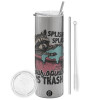 Tumbler stainless steel Silver 600ml, with metal straw & cleaning brush