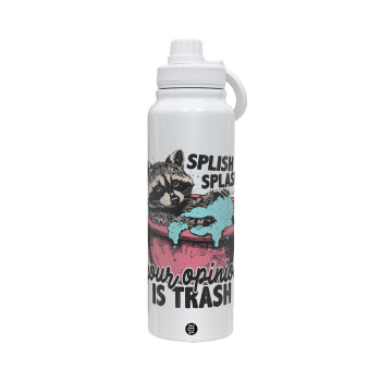 Splish splash your opinion is trash, 1L Stainless Steel Thermal Bottle with Phone Holder & Double Wall Insulation