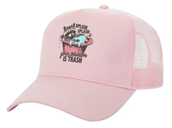 Splish splash your opinion is trash — Structured Trucker Children's Hat, with Mesh, PINK (100% COTTON, CHILDREN'S, UNISEX, ONE SIZE)