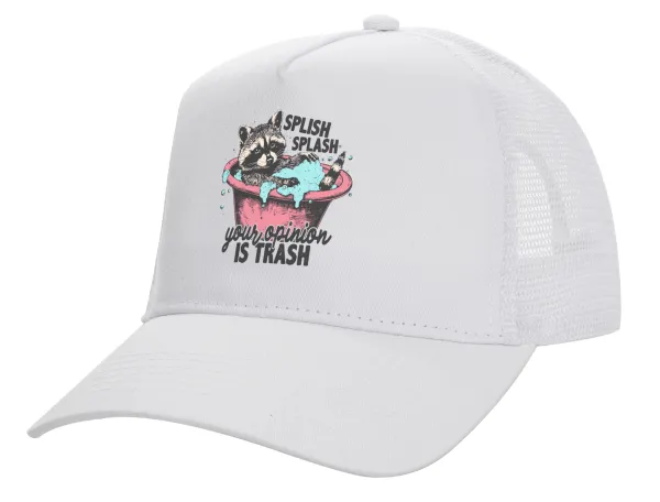 Splish splash your opinion is trash — Καπέλο Ενηλίκων Structured Trucker, με Δίχτυ, ΛΕΥΚΟ (100% ΒΑΜΒΑΚΕΡΟ, ΕΝΗΛΙΚΩΝ, UNISEX, ONE SIZE)