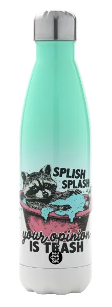 Splish splash your opinion is trash — Metal mug thermos Green/White (Stainless steel), double wall, 500ml