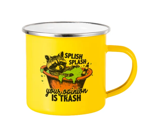 Splish splash your opinion is trash — Κούπα Μεταλλική εμαγιέ Κίτρινη 360ml