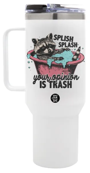 Splish splash your opinion is trash — Mega Tumbler με καπάκι, διπλού τοιχώματος (θερμό) 1,2L