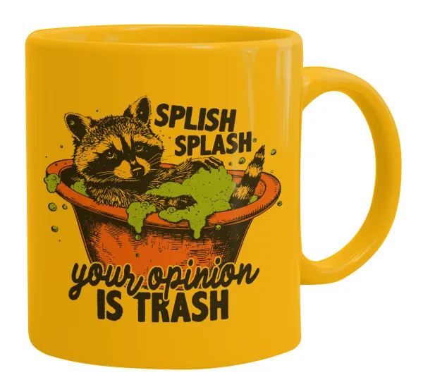 Splish splash your opinion is trash — Κούπα, κεραμική κίτρινη, 330ml