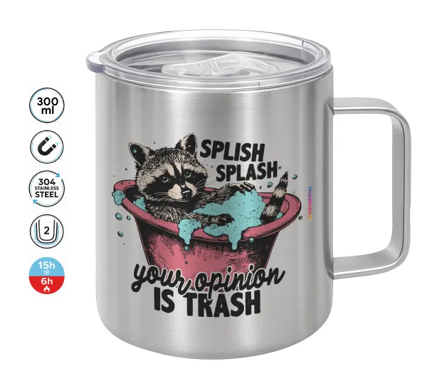 Splish splash your opinion is trash — Κούπα Ανοξείδωτη διπλού τοιχώματος 300ml με καπάκι διατήρησης θερμοκρασίας
