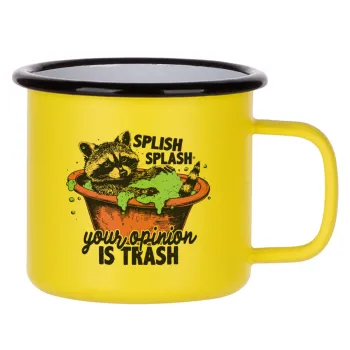 Splish splash your opinion is trash, Κούπα Μεταλλική εμαγιέ ΜΑΤ Κίτρινη 360ml