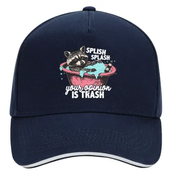 Splish splash your opinion is trash, DRILL Adult Ultimate Hat BLUE/WHITE, (100% COTTON, ADULT, UNISEX, ONE SIZE)