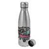 Metallic water bottle, stainless steel, 750ml